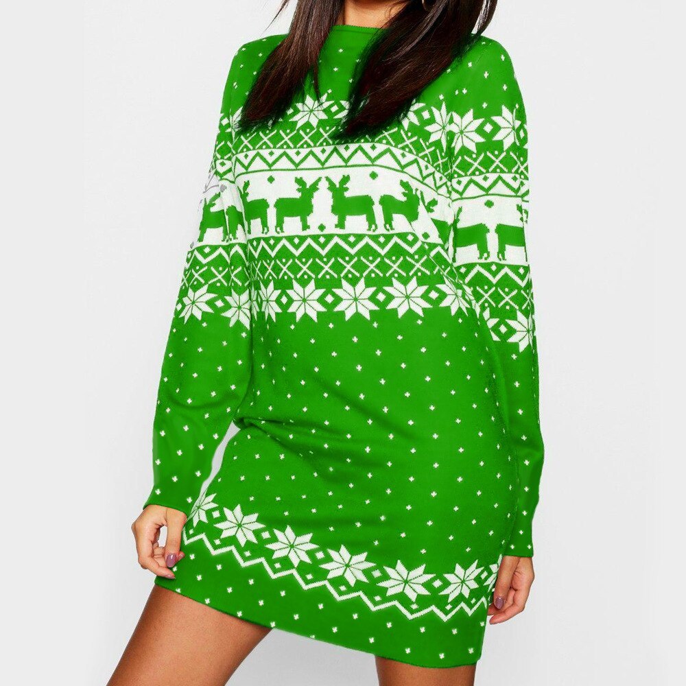 Printed Crew Neck Dress